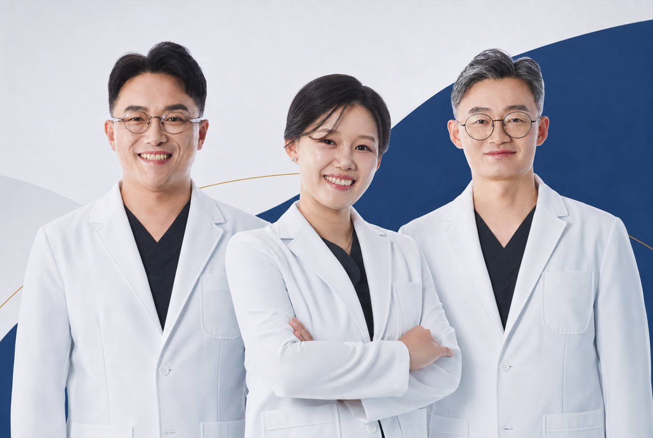 치과교정과 전문의가 환자에게 교정 진단 결과를 설명하는 모습